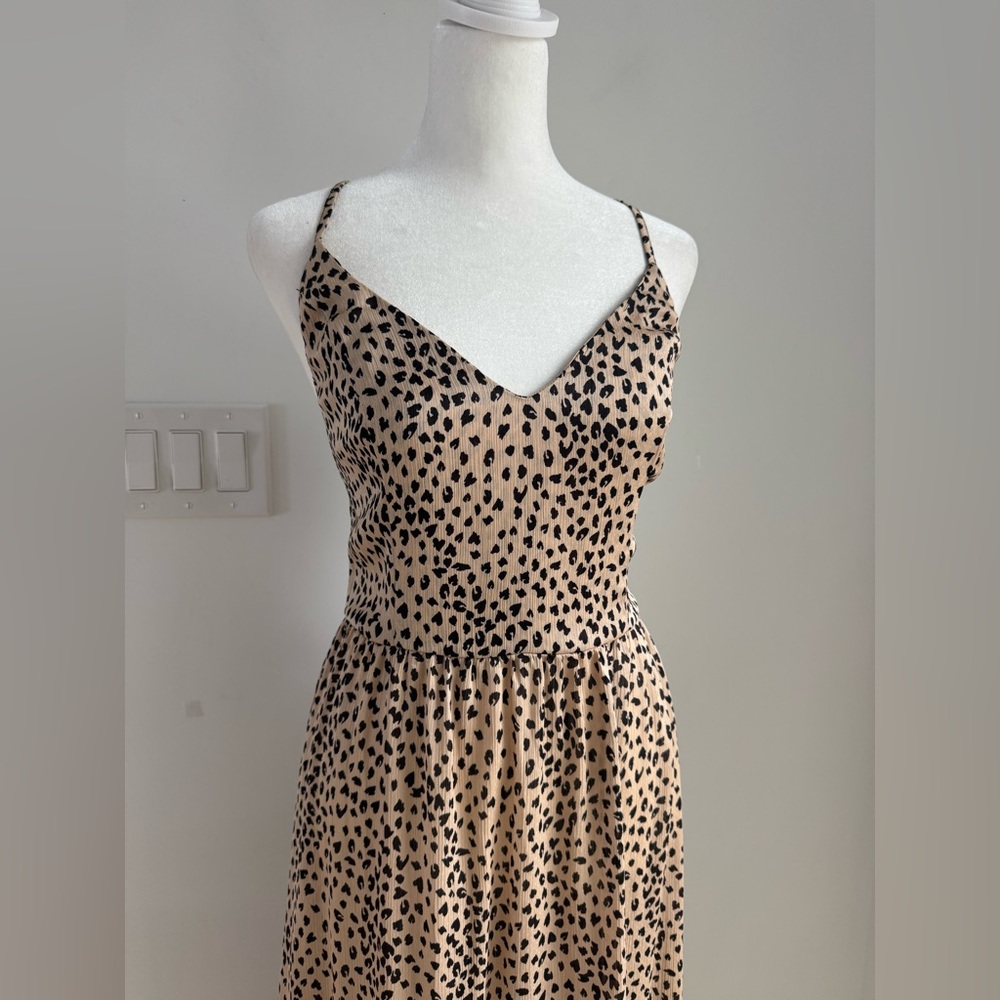 Cupshe‎ Animal Spot Print Tie Back Vneck Lace-up Backless Maxi Slip Dress NEW - Picture 3 of 11
